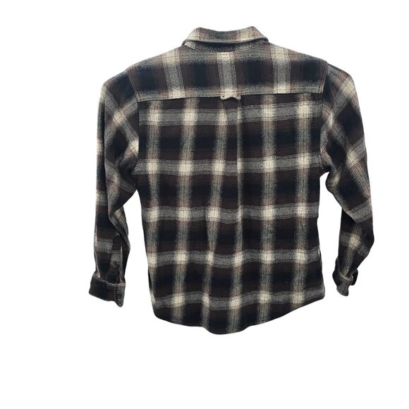 Orvis Brown Black Heavy Flannel Shirt Size Large Long Sleeve Pockets - Picture 3 of 8